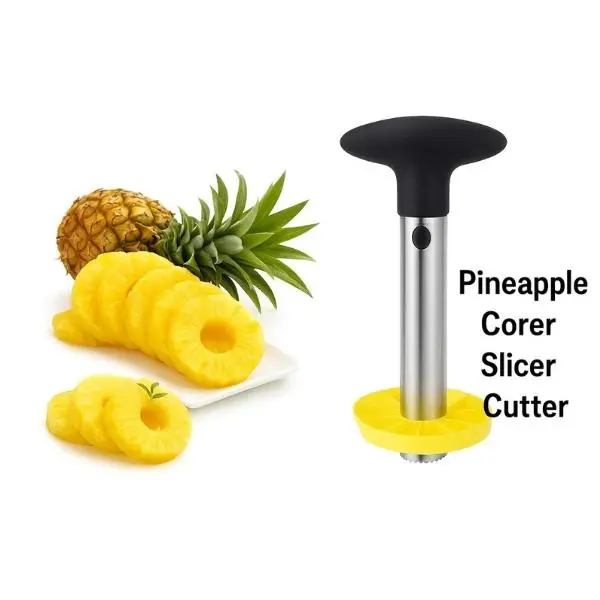 Pineapple Corer And Slicer 2-in-1 Stainless Steel Cutter with Wedger for Fast Clean Prep in Seconds Lightweight Kitchen Utensil  Perfect Rings Every Time Lightweight Kitchen Utensil Tropical Fruit Tool