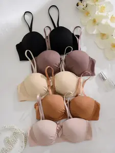 Women's Underwear Set, Lingerie with Steel Cup Bra, Large Bow Decoration, Ruched, Adjustable Strap, Medium Support, Full Coverage, Elegant Style