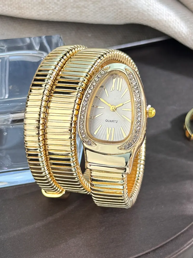Classic Serpentine Serpent Snake Classic Gold Color Women\'s Watch White Stateme ? Trending Snake Watch is here! Turn every second into a  main image 4