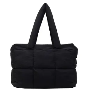 【Local Delivery】Maxoner Puffer Tote Bag for Women, Large Quilted Puffy Handbag Lightweight Satchel Purse for Work Travel Shop