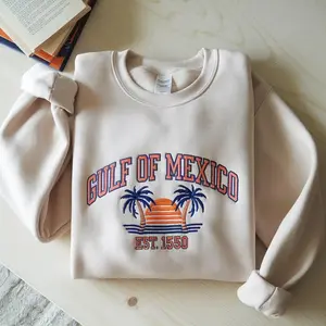 Embroidered Gulf of Mexico Sweatshirt, Patriotic Unisex Tee, American Gulf of Mexico Shirt, American Pride Tee Patriotic, Map Lover T-Shirt
