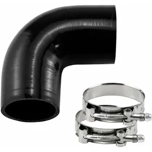 90-Degree Elbow Hose Coupler, 2.5 (63.5Mm)) ID, 4-Ply, with T-Bolt Clamp, -60 c/-140 f to 230 c/428 f Temp Range, 0.197 inch (5mm) Spec