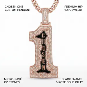 Chosen One Digital Full-Diamond Rose Gold Pendant, Full-Diamond Craftsmanship, Symbolizing the Top Winner, Unique, High-End Luxury, Gift, Party, Unisex
