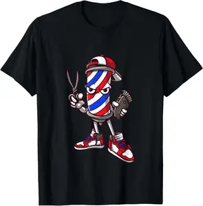100% Cotton Barber Vintage Cool Outfit Hairdresser Gift Barbershop T-Shirt