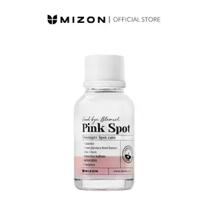 MIZON Pink Spot Overnight Acne Treatment – Calamine, AHA & BHA Pimple Care for Breakouts, Whiteheads & Cystic Acne (0.65 fl oz)