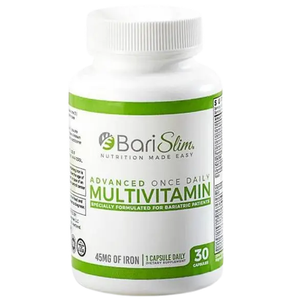 BariSlim Advanced Once Daily Bariatric Multivitamin Capsule - 45 mg of Iron - Bariatric Vitamin | 30 Day Supply