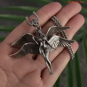 Y2K Four Winged Angel Pendant Necklace Unisex Jewelry for Daily Matching
