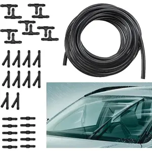 Car Windshield Washer Hose Kit, Includes 13Ft Rubber Washer Hose with 30 PCS Vehicle Hose Connectors, Universal Automotive Windshield Wash Accessories, Suitable for Cars Trucks SUVs (Black)