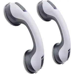 12'' Grab Bars for,Grip Dual Locking Shower Handles for Elderly,Safety Suction Grab Bars for Shower,Assit Hand Rail,Injury,Senior,Kids(Gray, 12"-Pack of 2)
