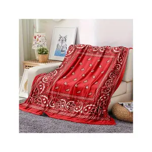 Luxury Red Plaid Flannel Throw Blanket With Paisley Design, Soft Cozy Sofa, Bed, Office, Or Camping, Multi-Purpose All Seasons, Versatile Throw Blanket Paisley Print Blanket Soft