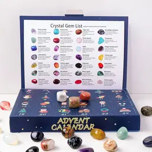 Advent calendar, containing 24 natural crystal gemstones, 1 box for 24 days, DIY one surprise gift per day, a Christmas party gift for friends, Crystal Bundle Box