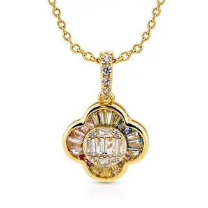 Clover Multicolor Necklace 925 Sterling Silver with Gold Plating