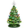 15in Pre-Lit Hand-Painted Ceramic Tabletop Christmas Tree