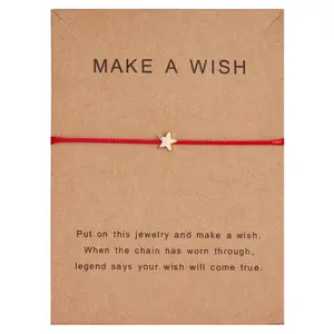 Simple Pentagram Bracelet Make a Wish Paper Card Star Woven Adjustable for Wishes and Legends with Red String and Star Charm