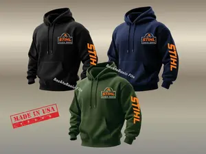 Retro Heavy Duty Style Stihl Graphic Print Hoodie, "Built For The Job" Chainsaw Collection, Repairman's Workwear, Perfect Gift for Dad, Holiday Gift, Shirts for Men, Outdoors Menswear Pullover Top