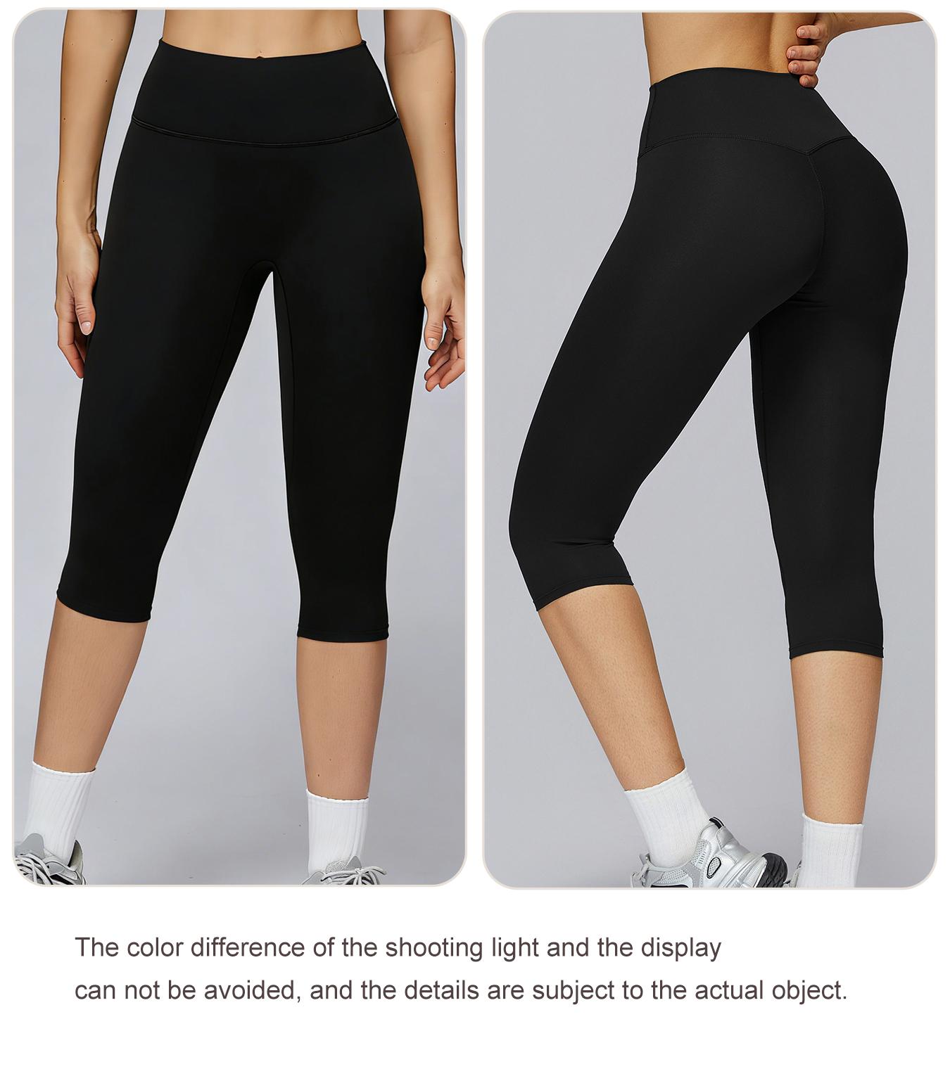 4-Pack yoga pants Sports Leggings For Women, High-Waisted Cropped Yoga Pants With Pockets, Women's Super Soft High-Elastic Capri Leggings - Full Coverage No See-Through Workout Pants, Solid Color Athletic Yoga Running Capris