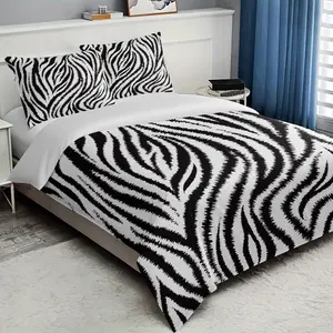 3pc Zebra Print bedding set, including 1 duvet cover and 2 pillowcases, is a perfect gift for friends. It is suitable for single beds and double beds, with multiple sizes available. It is ideal for bedrooms, dormitories, guest rooms and hotel apartments