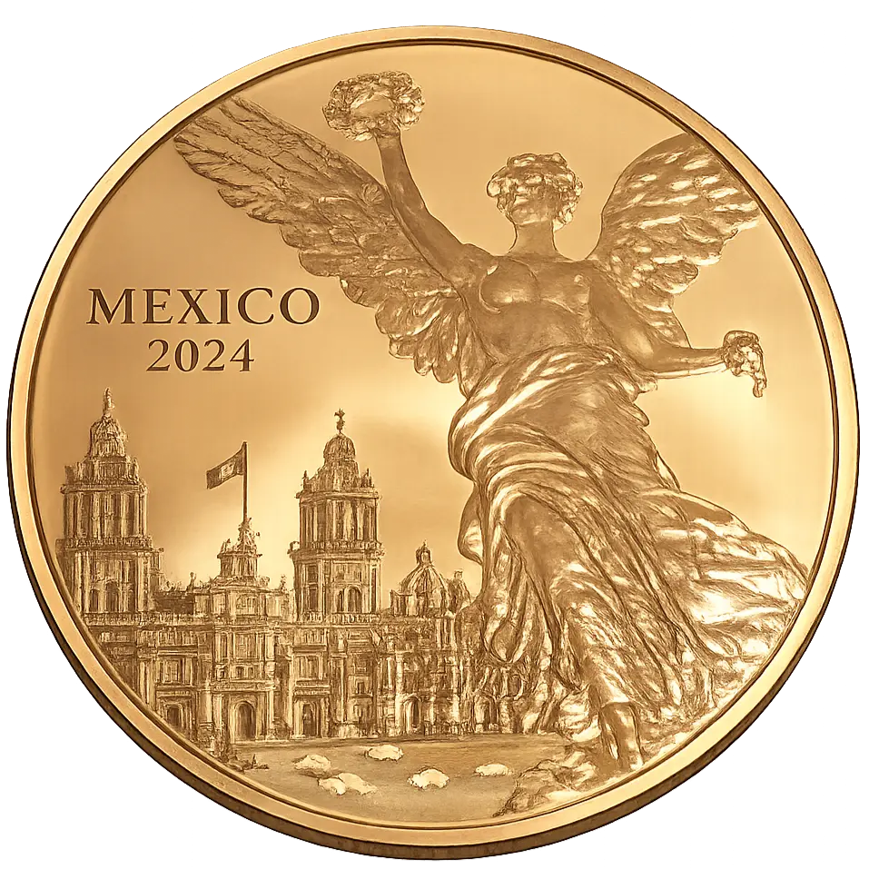 5oz 5 oz Copper Mexican Libertad Reverse Proof Coin Collectible - 2024, Frosted Devices, Mirror Field, Acrylic Case, Metal Item for Copper Collectors with Historical Significance, Collectible Item