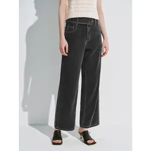 URBAN REVIVO 2026 Summer Women's Retro Stylish Belted Lyocell Wide-Leg Jeans