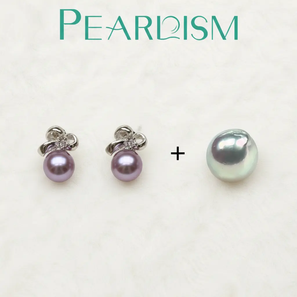 Pearl Earrings  with  Seawater Akoya pearl gift  (1 pearl) [Open in live]｜Freshwater  Pearl  Earrings Random Pearl Color in Jewelry