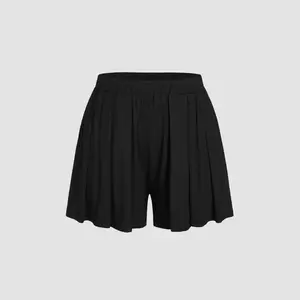 Cider [8 colors, size 0-26] Solid Elastic Waist Wide Leg Shorts Curve & Plus