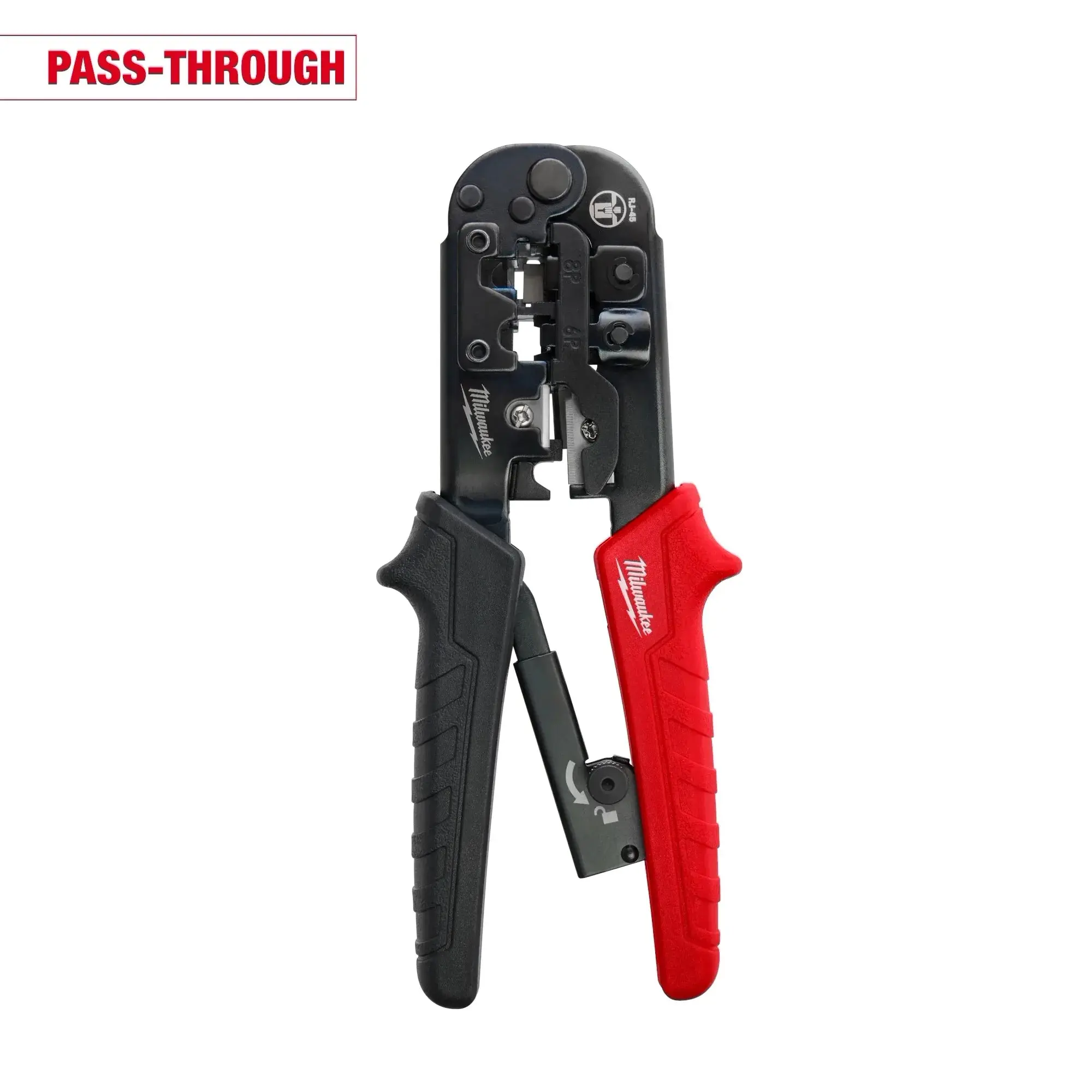 Milwaukee 48-22-3074 Ratcheting Pass-Through Crimper & Stripper - Ergonomic Grip Handles, Full-Cycle Ratcheting Mechanism, Easy Clean Crimps, Complete Connector Termination, Eliminates Unintended Contact, Cutting Blades, Eliminate Unintended Contact