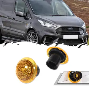 2pcs Amber Smoked Clear Lens Front Side Marker Parking Light Housings For Ford Transit Connect 2010-2021 , Replace OEM 9T1Z13K376