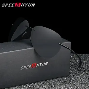 SPEEDHYUN 2024 Men's Frameless Sunglasses Ultralight TR90 High Quality Round Frameless Eye Women's Protective LC-7027 Glasses