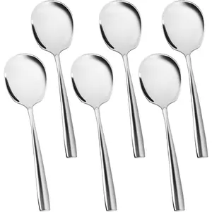 Serving Spoons Set Stainless Steel 9.14 Inch Serving Utensils for Buffet Catering Dishwasher Safe 6-pieces Silver