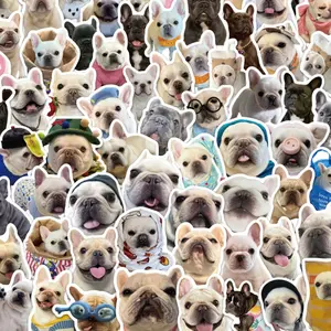 60pcs French Bulldog Stickers - Abstract Expressions, Cute and Funny Puppy Designs for Decorating Phones, Journals, and More. Perfect for Valentine's Day. Suitable for Roller Skating, Cycling, and Bicycle Decoration for roller skating and cycling
