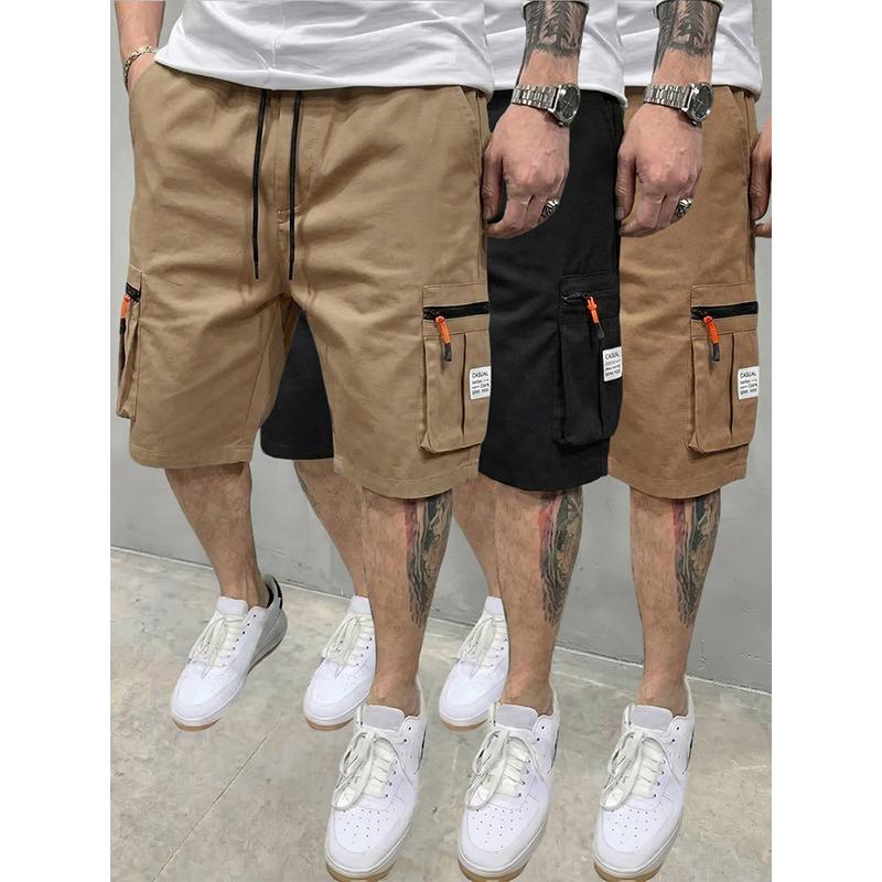 men's cargo shorts Men’s 3-piece outdoor cargo shorts with multiple pockets and zippered pockets; two-pocket design with large, functional 3D side pockets and a drawstring waist. Suitable for everyday hiking and fishing. Great value for money. summer