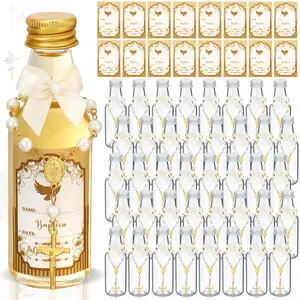 24 Sets Catholic Holy Water Bottle Baptism Rosary Set Baptism Favors 1.7oz Christian Water Container Empty Glass Holy Water Bottle for Easter Party Church Wedding Table Newborn