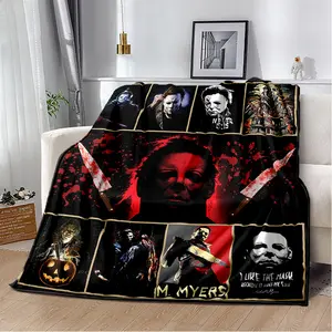 Horror Movie Blanket Halloween Blanket Lightweight Flannel Blanket Suitable For Use On Sofas And In Living Rooms  Family Halloween Decoration  A Gift For Mystery Lovers And Horror Movie Fans Christmas Blanket.
