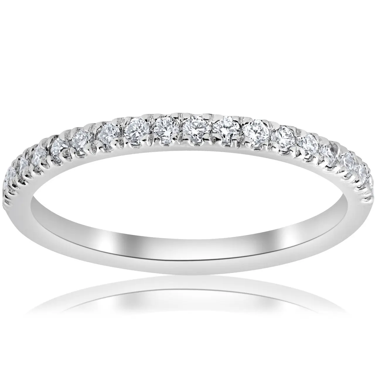 1/5ct Pave Diamond Wedding Ring Stackable Anniversary Band 14k White Gold 1/5ct Pave Diamond Wedding Ring Stackable Anniversary Band 14k White Gold