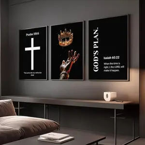Set of 3 Black Exellence Wall Art; Bible Verse Poster Unframed