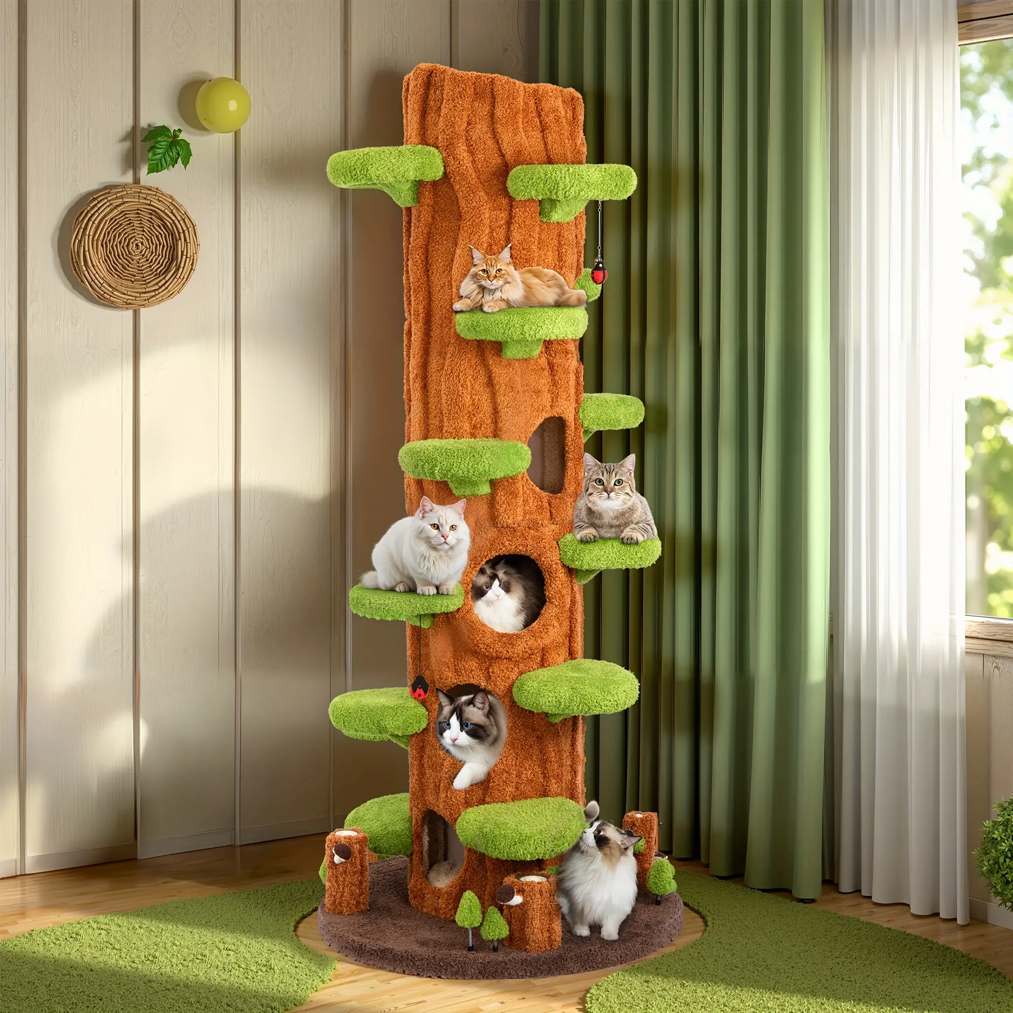 for cat Tree Tower | Oversized Luxury Simulated Climbing Frame Bed, Suitable for Cats of All Sizes, Multi- for cat Households, Large for cat Tree Tower with for cat Condo, Upholstery, Scratching Board, Plush Platforms & Top Perch, Tall & Sturdy