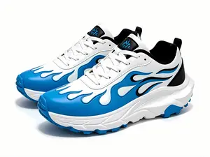 Unisex Fire Flame Design Chunky Sneakers Trendy Casual Shoe water tennis high top basketball