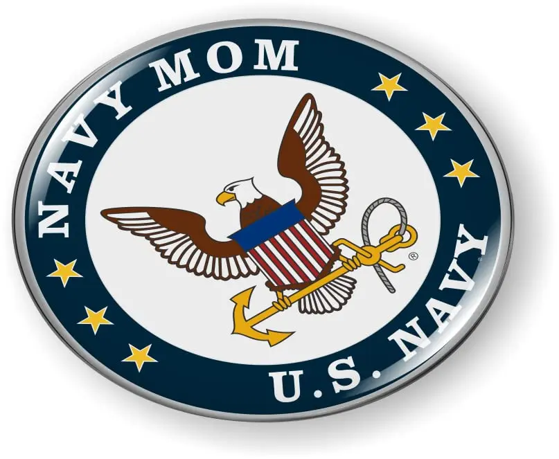 [Officially Licensed Product] - U.S. Navy Mom 3D Domed CAR Emblem Badge Sticker Round Vinyl Waterproof Decals