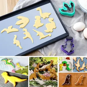 Top Rated 8pcs Dinosaur Cookie Cutter Set Stainless Steel Sandwich Bread Fruit Cutters Fun Dino Shapes for Parent-Child Bento Making Perfect Children's Day Gift for Home Baking & Dinosaur Themed Parties Great for Picnic Breakfast and Outdoor DIYCrafts