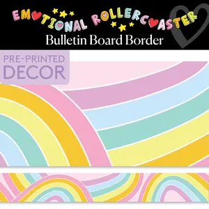 Rainbow Rollercoaster Rainbow Pastel Bulletin Board Border | Emotional Rollercoaster