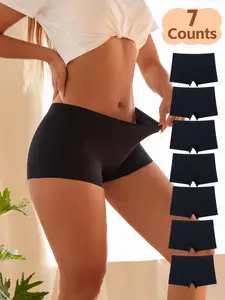 Women's Solid Color Boyshorts, Soft Comfy Breathable Seamless Panty for Daily Wear, Women's Underwear for All Seasons, Seamless Boxer Shorts