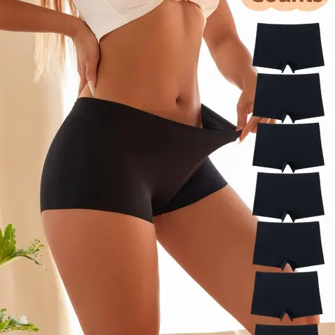 Women's Solid Color Boyshorts, Soft Comfy Breathable Seamless Panty for Daily Wear, Women's Underwear for All Seasons, Seamless Boxer Shorts, Soft Stretch Panties