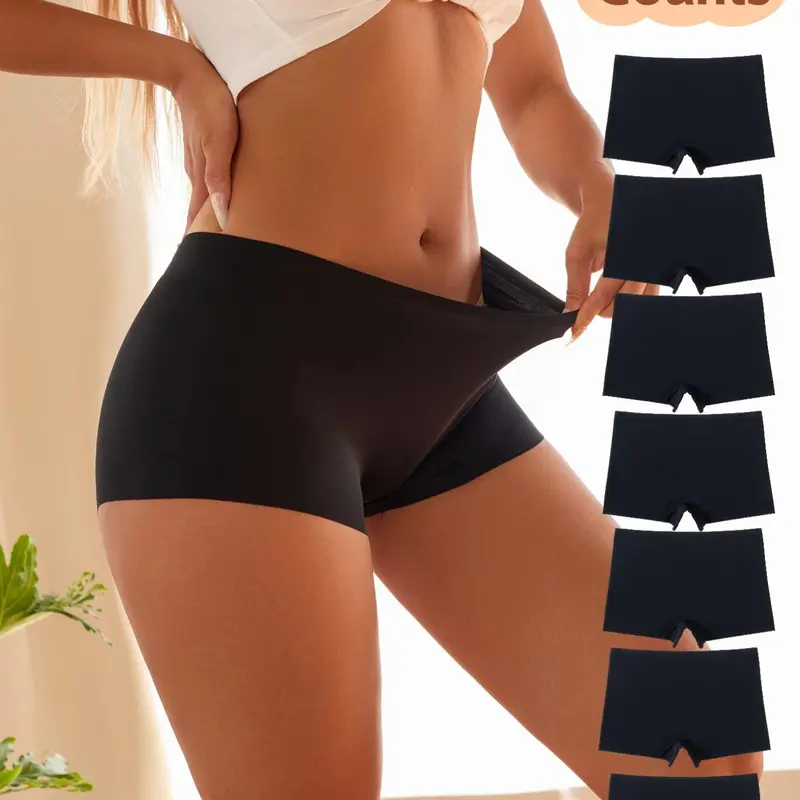 Women's Solid Color Boyshorts, Soft Comfy Breathable Seamless Panty for Daily Wear, Women's Underwear for All Seasons, Seamless Boxer Shorts, Soft Stretch Panties
