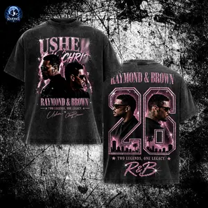 Nakama Gear R&B T Shirt Two Sided R&B Tour 2026 Bootleg Graphic Tee Raymond and Brown Concert Merch Oversized Heavyweight T-Shirt Vintage 90s Rap Tee Hip Hop Music Shirt Trendy Y2K Graphic Tee Aesthetic