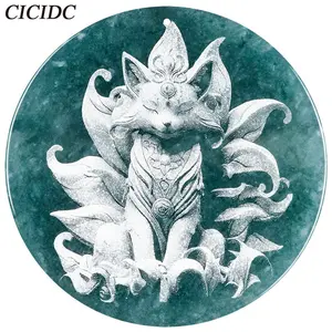 Natural Jadeite Blue Water Spirit Fox Shadow Sculpture Jadeite Pendant Nine Tailed Fox Jade Pendant for Men And Women's Pendant Jade pendant