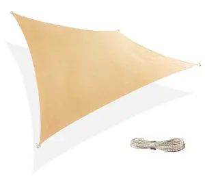 12x12' Square Sun Shade Sail with D Rings and Nylon Tie Ropes for Outdoor Areas