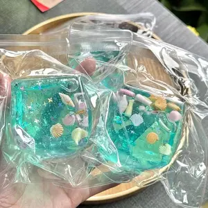 Blue Cubes Sea Squishy Fidget Toy Super Soft Transparent Star shell Squeeze Toy Ocean Sensory Anti-stress Toy Girl Gifts