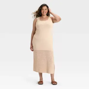 Women's Midi Sweater Dress - Universal Thread Tan XXL