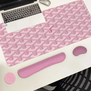Geometric Pattern Mouse Pad Set, Large Gaming Mouse Pad & Keyboard Wrist Rest & Coaster, Durable Non-slip Rubber Base Mouse Pad for Office Work, Gaming, Home Desk