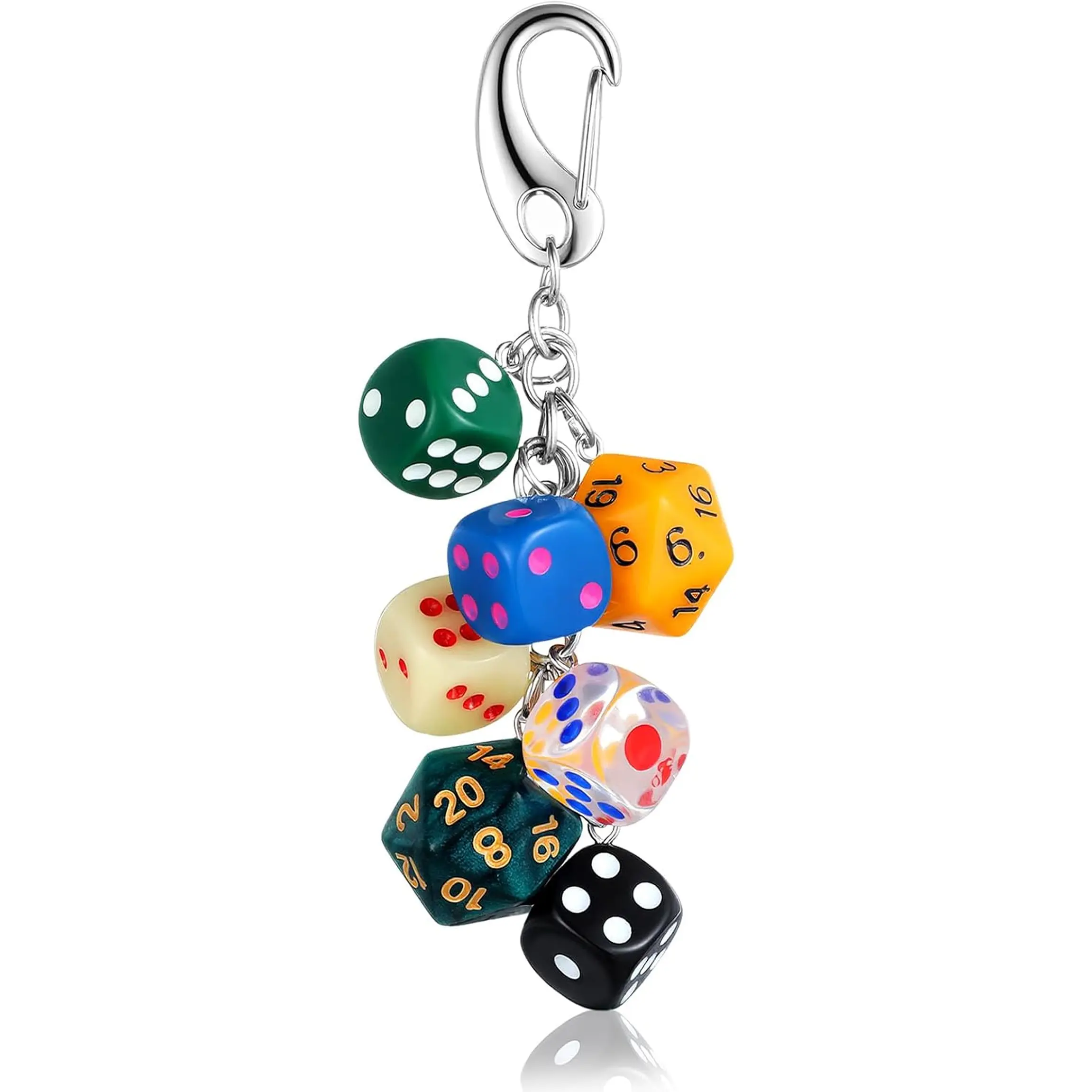 Multicolor Lucky Dice Keychain – Cool Resin Dice Keyring, Cute Aesthetic Bag Charm for Women & Men, Purses & Backpacks XLIUAX
